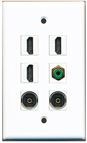 RiteAV - 3 HDMI 1 Port RCA Green 2 Port Toslink Wall Plate