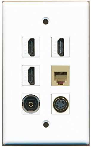 RiteAV - 3 HDMI 1 Port Phone RJ11 RJ12 Beige 1 Port S-Video 1 Port Toslink Wall Plate