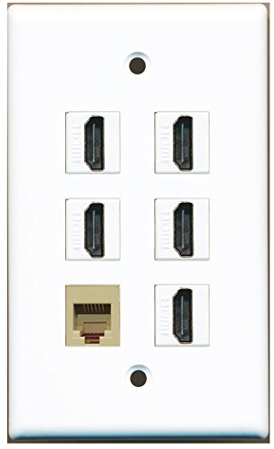 RiteAV - 5 HDMI 1 Port Phone RJ11 RJ12 Beige Wall Plate