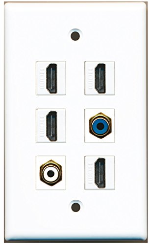 RiteAV - 4 HDMI 1 Port RCA White 1 Port RCA Blue Wall Plate