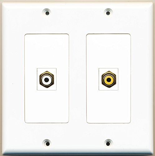 RiteAV - 1 Port RCA White 1 Port RCA Yellow - Dual Gang Wall Plate