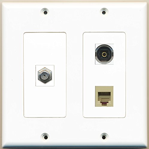 RiteAV - 1 Port Coax Cable TV- F-Type 1 Port Phone RJ11 RJ12 Beige 1 Port Toslink - 2 Gang Wall Plate