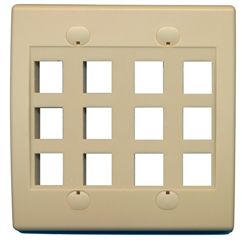 RiteAV - Keystone Wall Plate Double Gang 12-Port (1 Piece Flush) - Ivory