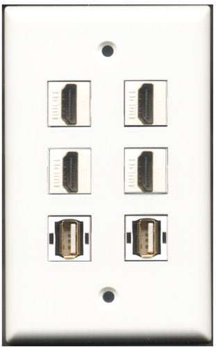 RiteAV - 4 Port HDMI 2 Port USB A-A Wall Plate