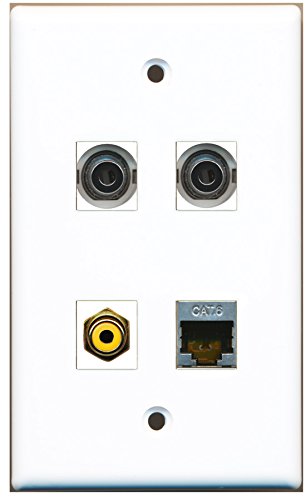 RiteAV - 1 Port RCA Yellow 1 Port Shielded Cat6 Ethernet 2 Port 3.5mm Wall Plate