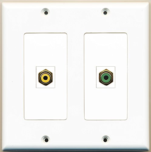 RiteAV - 1 Port RCA Yellow 1 Port RCA Green - Dual Gang Wall Plate