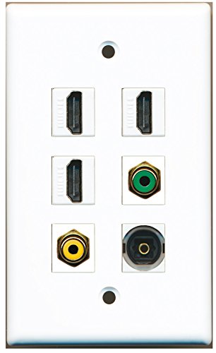 RiteAV - 3 HDMI 1 Port RCA Yellow 1 Port RCA Green 1 Port Toslink Wall Plate