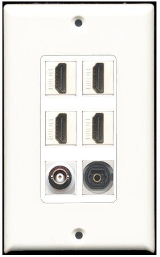 RiteAV - 4 Port HDMI 1 Toslink 1 BNC Wall Plate White