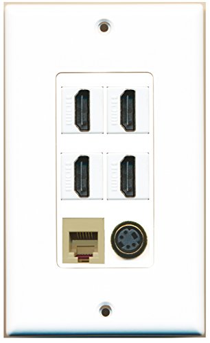 RiteAV - 4 Port HDMI 1 Phone RJ11 RJ12 Beige 1 S-Video Wall Plate Decorative