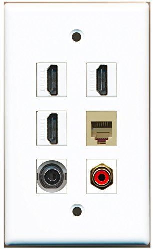 RiteAV - 3 HDMI 1 Port RCA Red 1 Port Phone RJ11 RJ12 Beige 1 Port 3.5mm Wall Plate