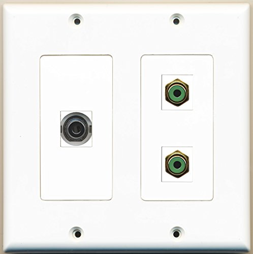 RiteAV - 2 Port RCA Green 1 Port 3.5mm - 2 Gang Wall Plate