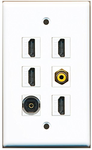 RiteAV - 4 HDMI 1 Port RCA Yellow 1 Port Toslink Wall Plate